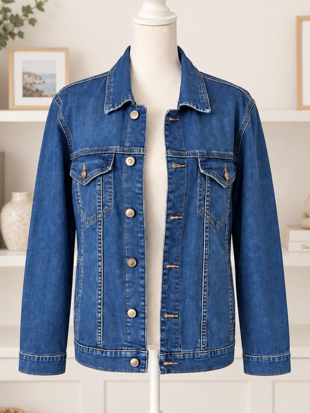 Bagatelle Collection Denim Jacket Large Y2K style Classic Stretch Trucker